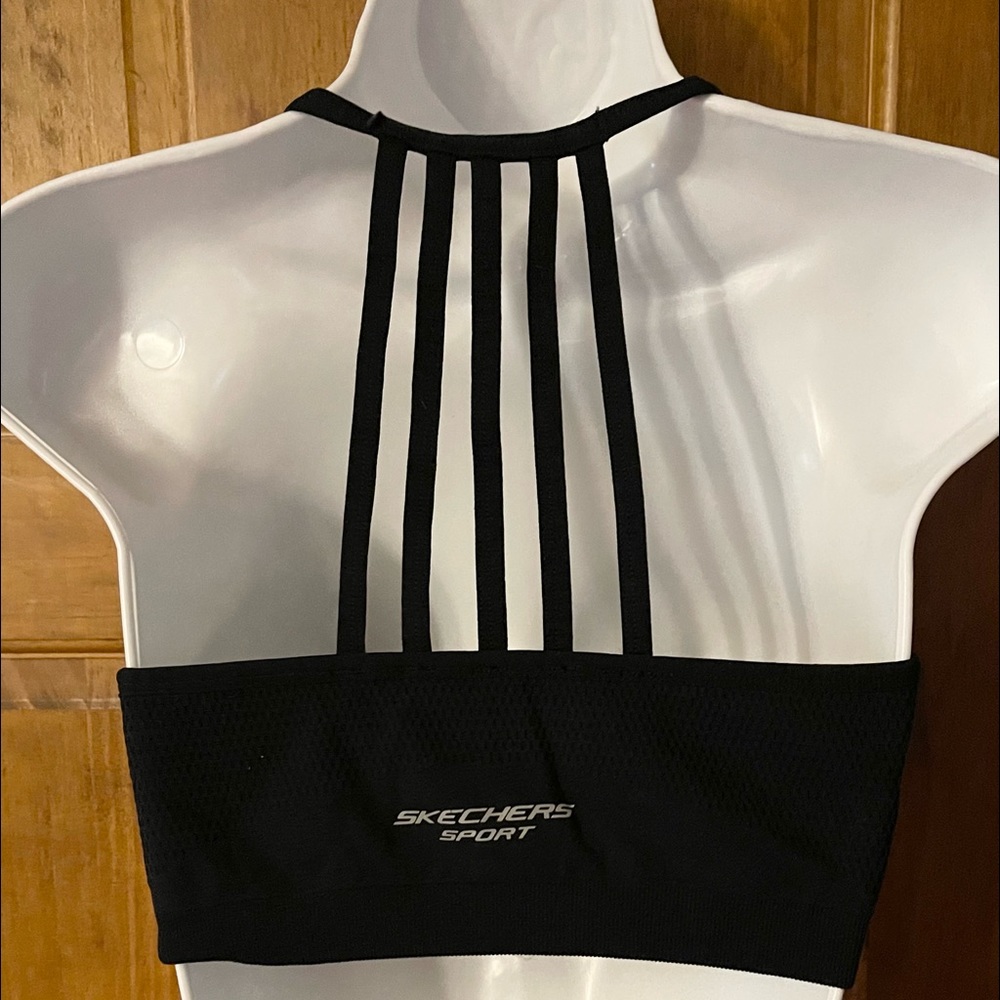 Skechers black strappy back sports bra XL